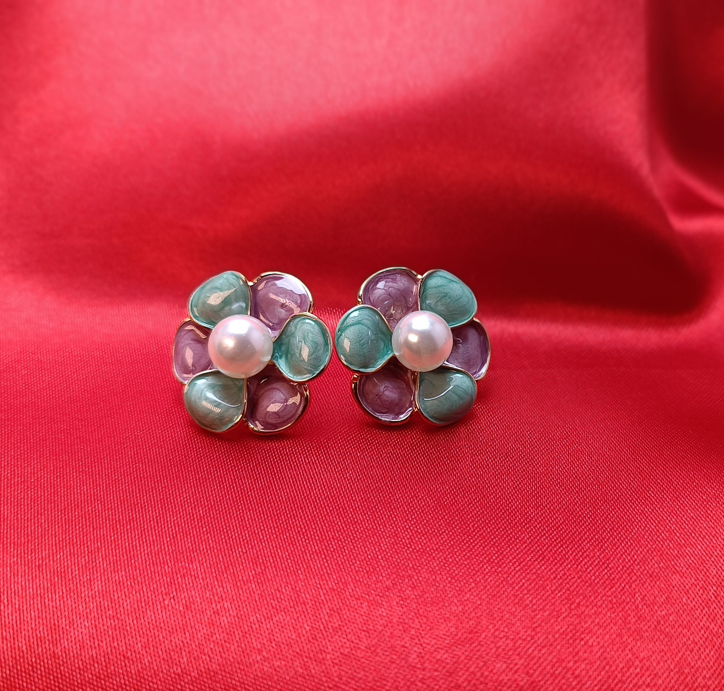 Aurora Bloom Pearl Stud Earrings